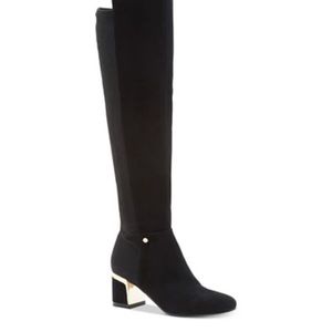 DKNY Cora Knee High Boots Blk Suede Sz 7 FAB!